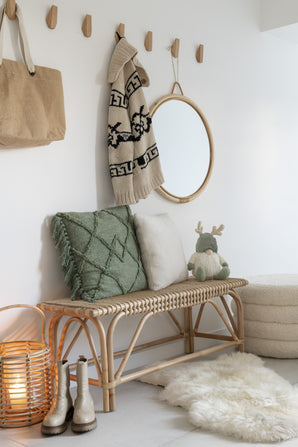 Rund fotpall - Teddy, beige