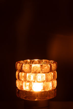 Ljuslykta i mosaik - Hurricane, cognac 12cm