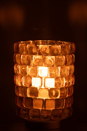 Ljuslykta i mosaik - Hurricane, cognac 20cm