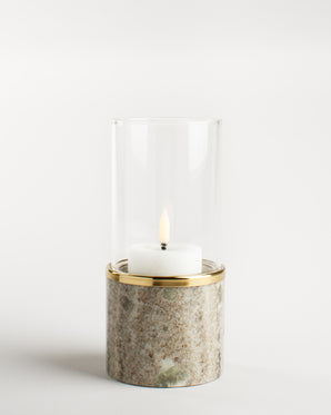 Ljushållare i marmor glaskupa - Lantern, beige 8x17cm
