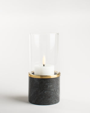 Ljushållare i marmor glaskupa - Lantern, svart 8x17cm