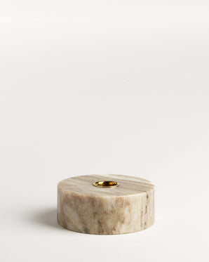 Ljushållare i marmor, rund - beige 10x3,5cm