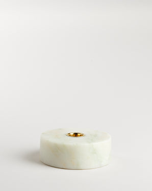Ljushållare i marmor, rund - ljusgrön 10x3,5cm