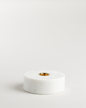 Ljushållare i marmor, rund - vit 10x3,5cm