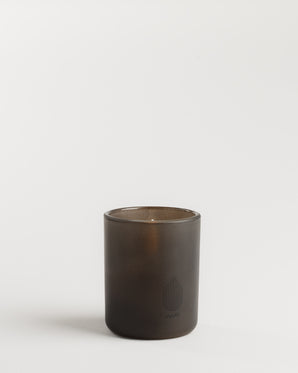 Ljuslykta i frostat glas med LED-ljus - grå 6x7cm