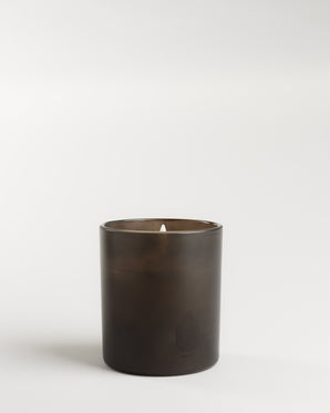 Ljuslykta i frostat glas med LED-ljus - grå 9x10cm