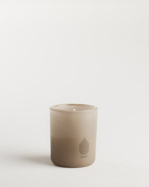 Ljuslykta i frostat glas med LED-ljus - sandstone 6x7cm