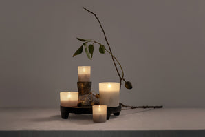 Ljuslykta i frostat glas med LED-ljus - vaniljvit 9x10cm