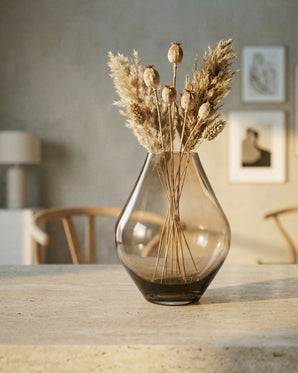 Stylish glass vase - Abby, amber, 24 cm