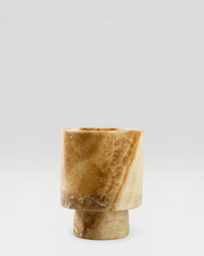 ALBA - ljuslykta i alabaster, brun, medium