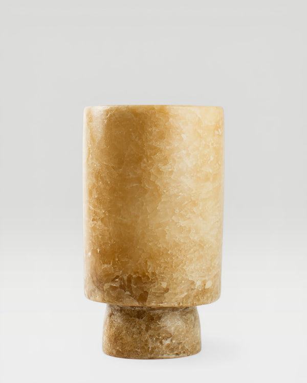 ALBA - ljuslykta i alabaster, brun, large