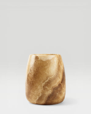 AURA- ljuslykta i alabaster, brun, small