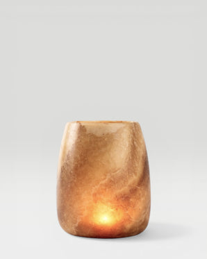 AURA- ljuslykta i alabaster, brun, small