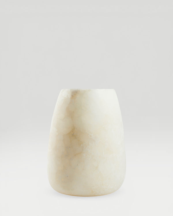 AURA- ljuslykta i alabaster, vit, medium