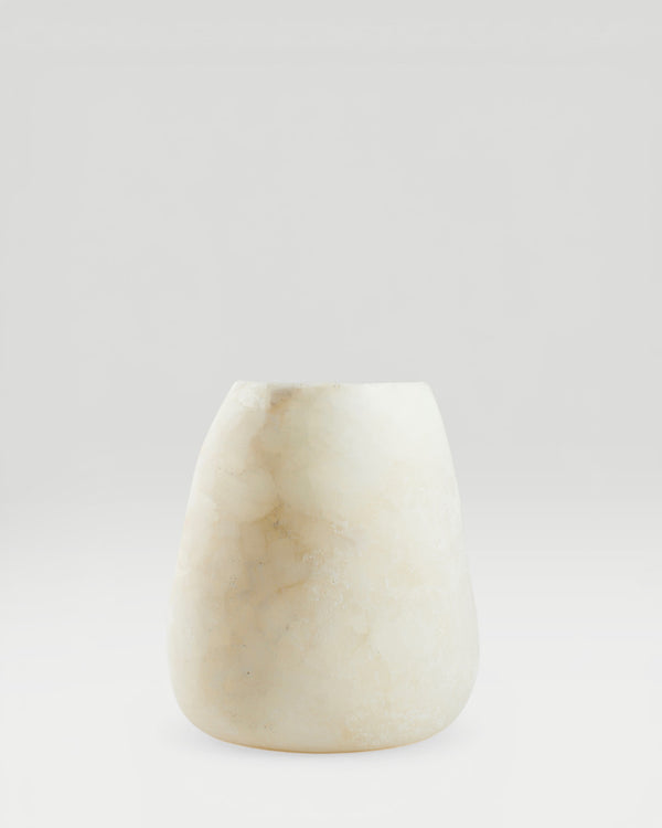 AURA- ljuslykta i alabaster, vit, small