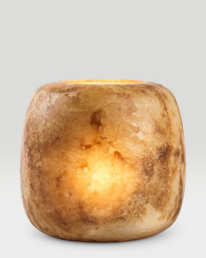 LUNA - ljuslykta i alabaster, brun, medium