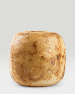 LUNA - ljuslykta i alabaster, brun, medium