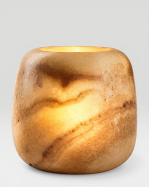 LUNA - ljuslykta i alabaster, brun, large
