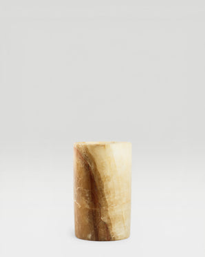 VELA - ljuslykta i alabaster, brun, small