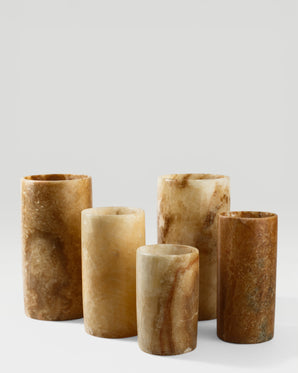 VELA - ljuslykta i alabaster, brun, large