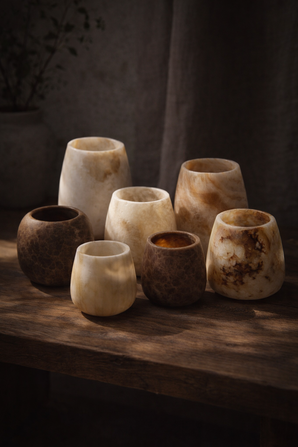 AURA- ljuslykta i alabaster, vit, small