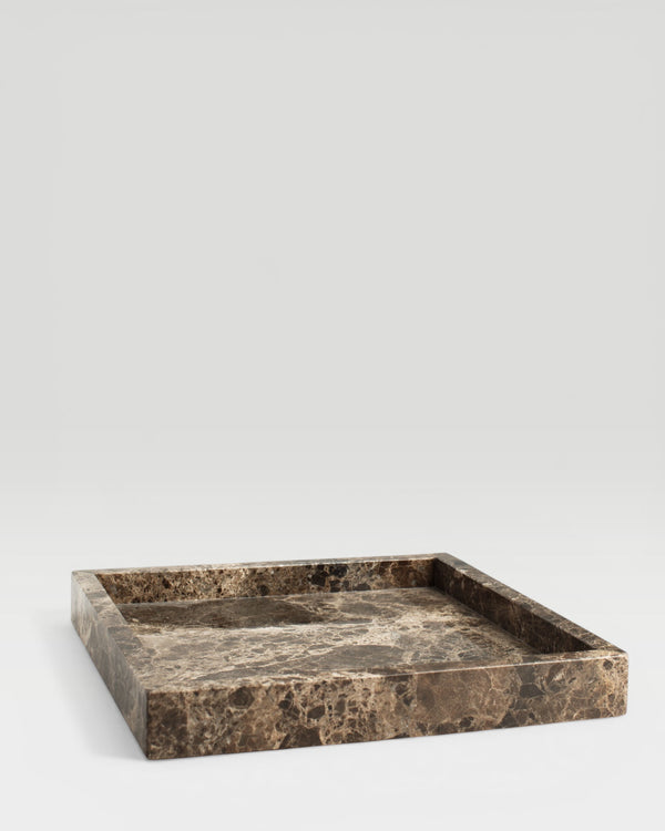 Bricka i marmor, brun 30x30cm