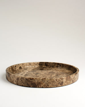 Bricka marmor rund - brun 30cm