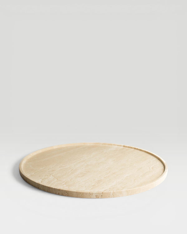 Bricka - rund i travertin, 45 cm