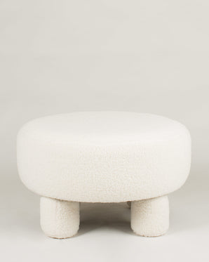 Fotpall i bouclé - Teddy, vit