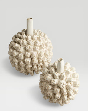 Coral designed ceramic vase - Saki, white, small