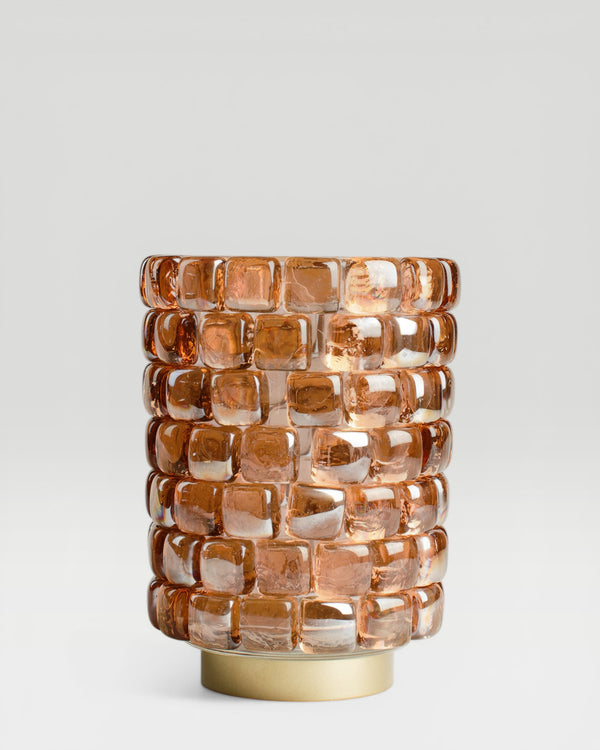 Hurricane - ljuslykta i cognacfärgad mosaik, 20 cm