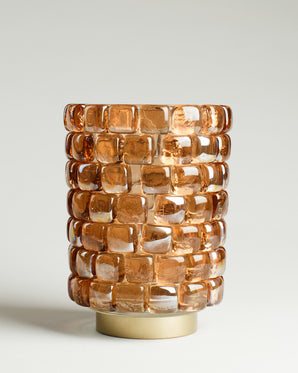 Ljuslykta i mosaik - Hurricane, cognac 20cm