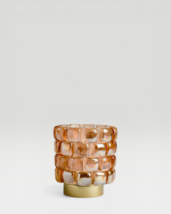 Hurricane - ljuslykta i cognacfärgad mosaik, 12 cm