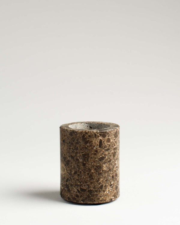 Ljuslykta i marmor - brun, medium