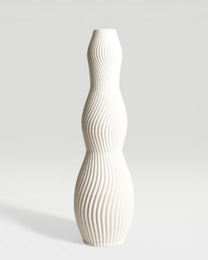 Fluted ceramic vase - Kudos, cream, large