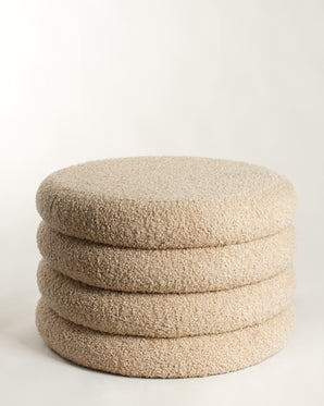 Rund fotpall - Teddy, beige