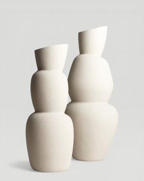 Vase Aram in fine ceramic cream 14x37cm